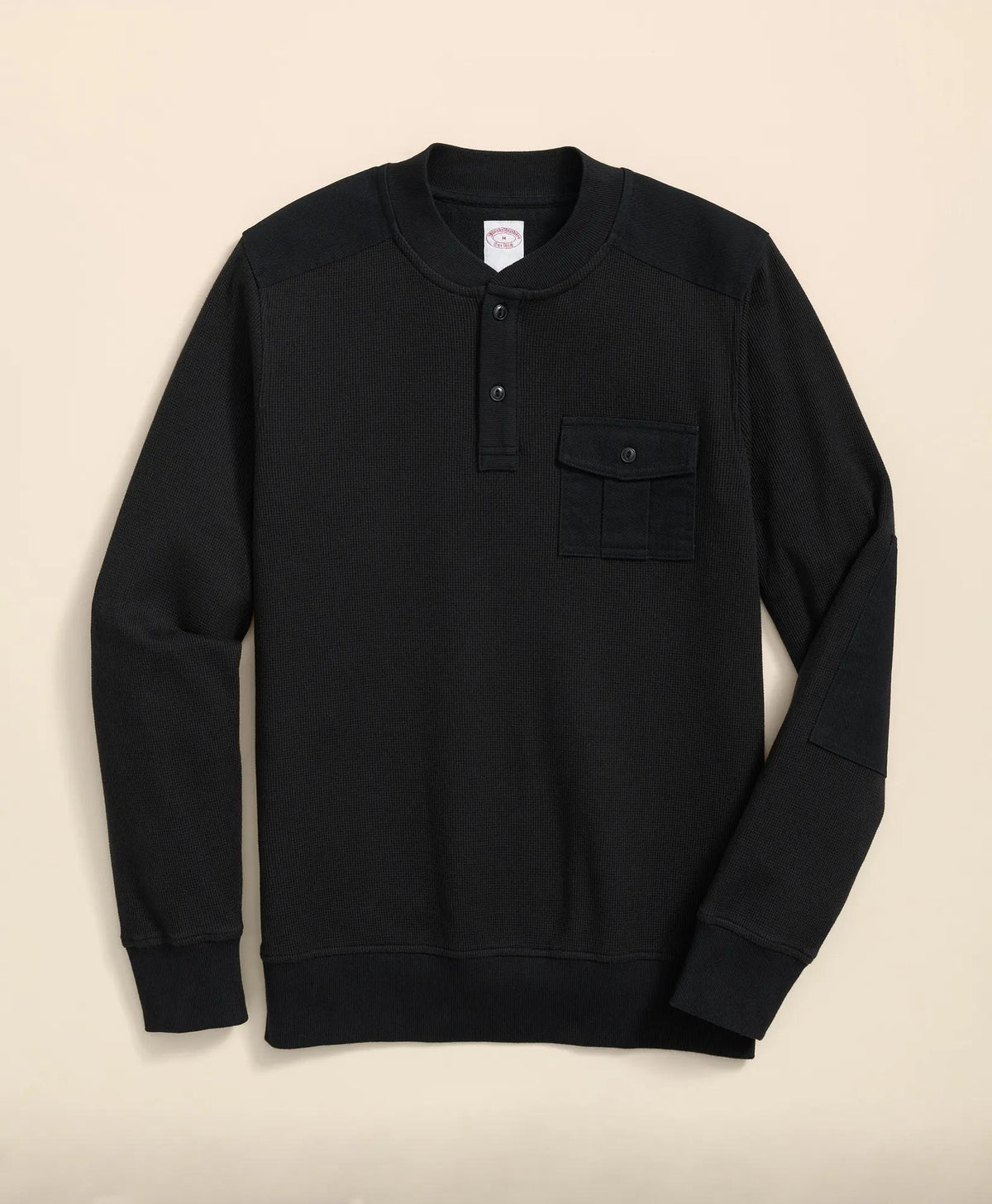 Cotton-Wool Blend Waffle Knit Henley | Brooks Brothers outlet