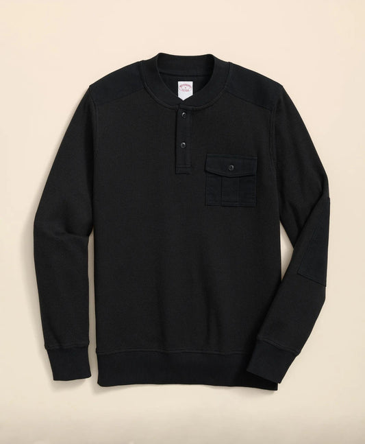 Cotton-Wool Blend Waffle Knit Henley | Brooks Brothers outlet