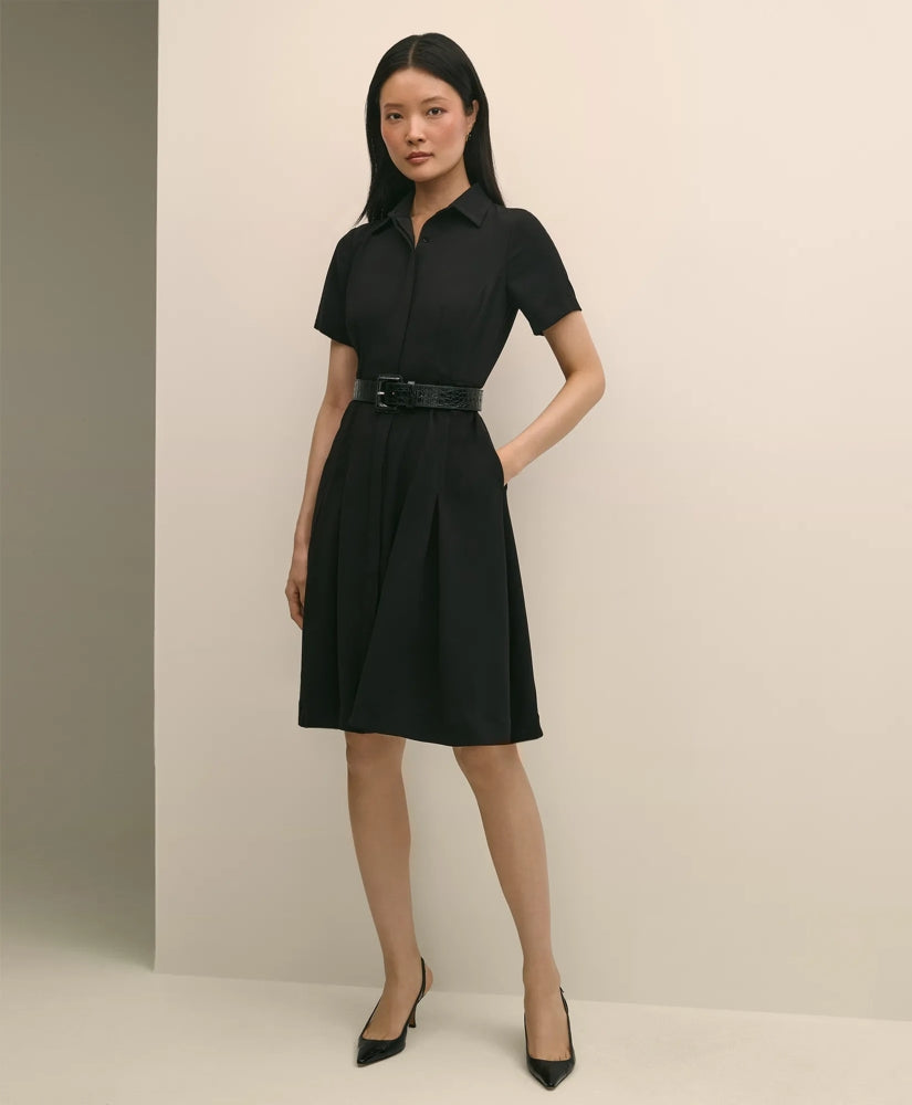 Crepe Pleated Shirt Dress | Brooks Brothers discount