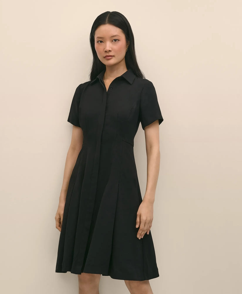Crepe Pleated Shirt Dress | Brooks Brothers discount