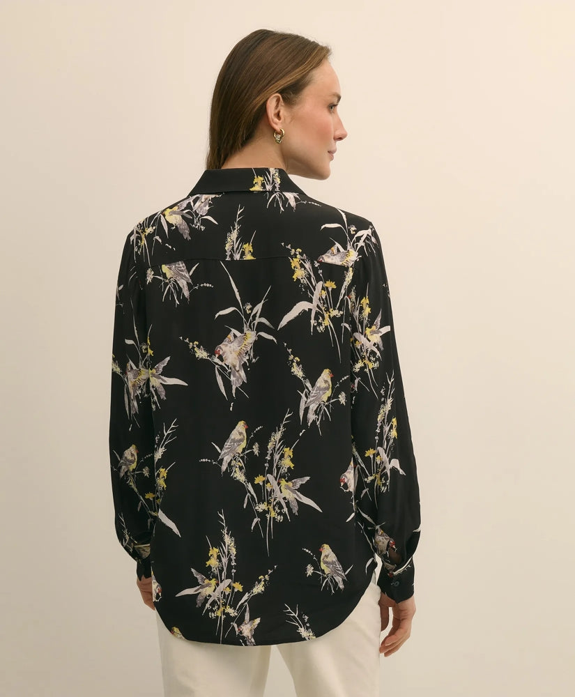 Crepe Viscose Relaxed Bird-Print Blouse | Brooks Brothers outlet