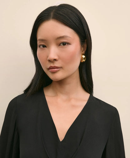 Crepe V-Neck Peplum Blouse | Brooks Brothers on sale