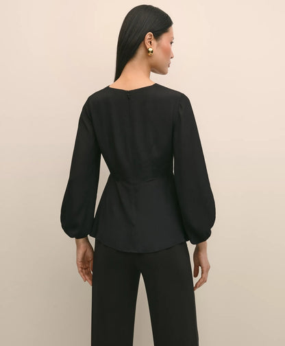 Crepe V-Neck Peplum Blouse | Brooks Brothers on sale