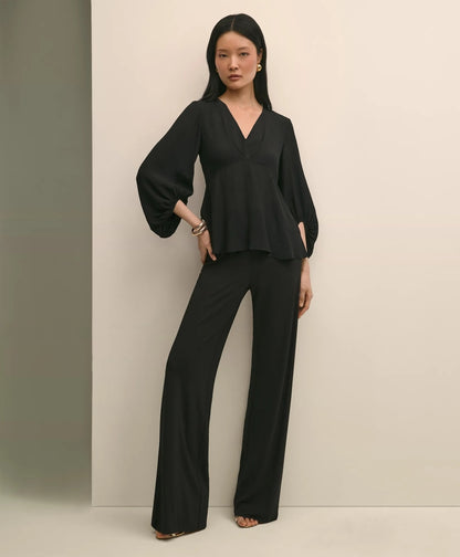 Crepe V-Neck Peplum Blouse | Brooks Brothers on sale