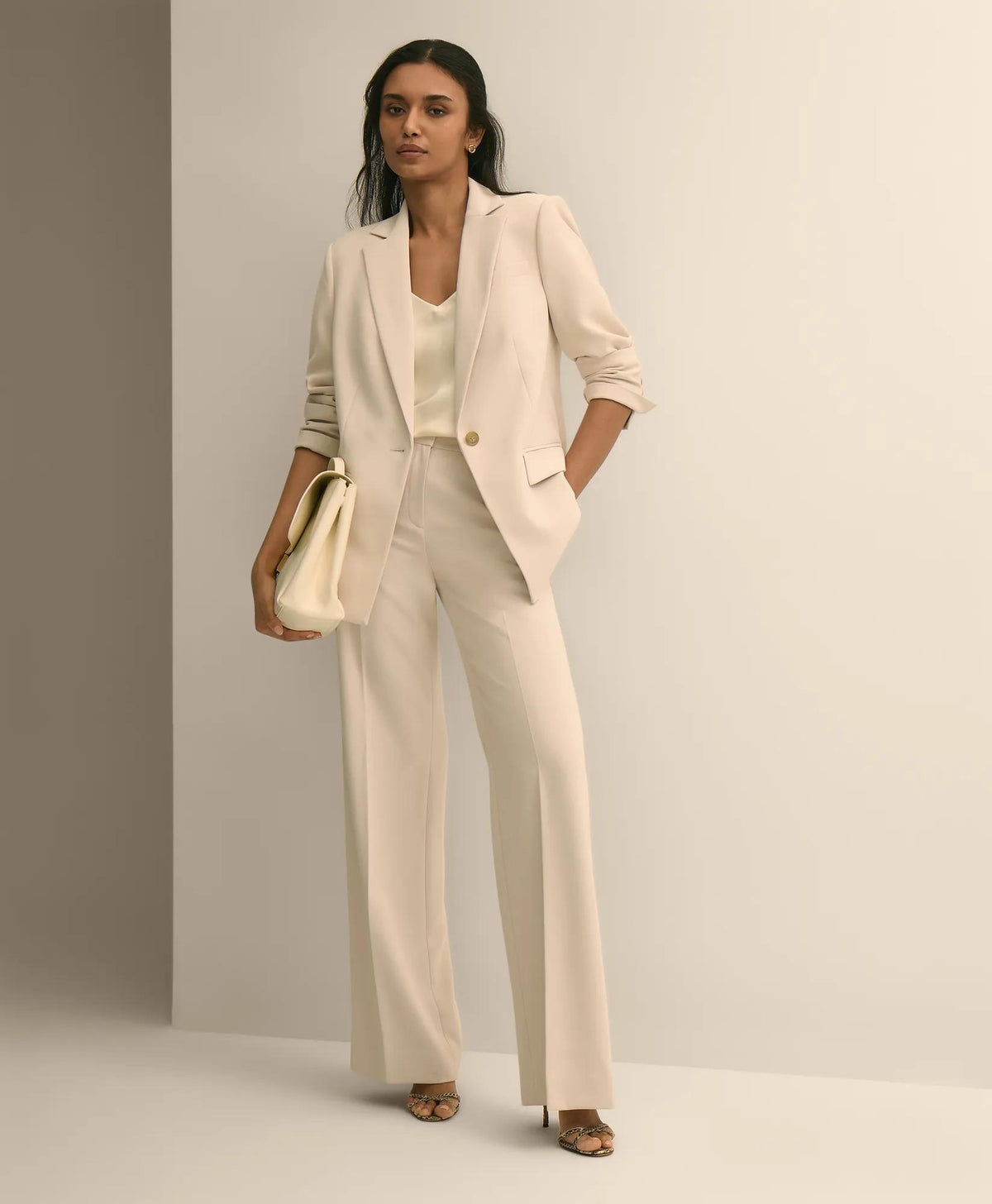 Crepe Wide-Leg Pants | Brooks Brothers online shop