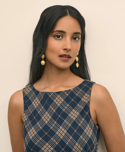 Crinkle Chiffon Plaid Maxi Dress | Brooks Brothers discount