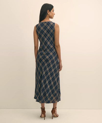 Crinkle Chiffon Plaid Maxi Dress | Brooks Brothers discount