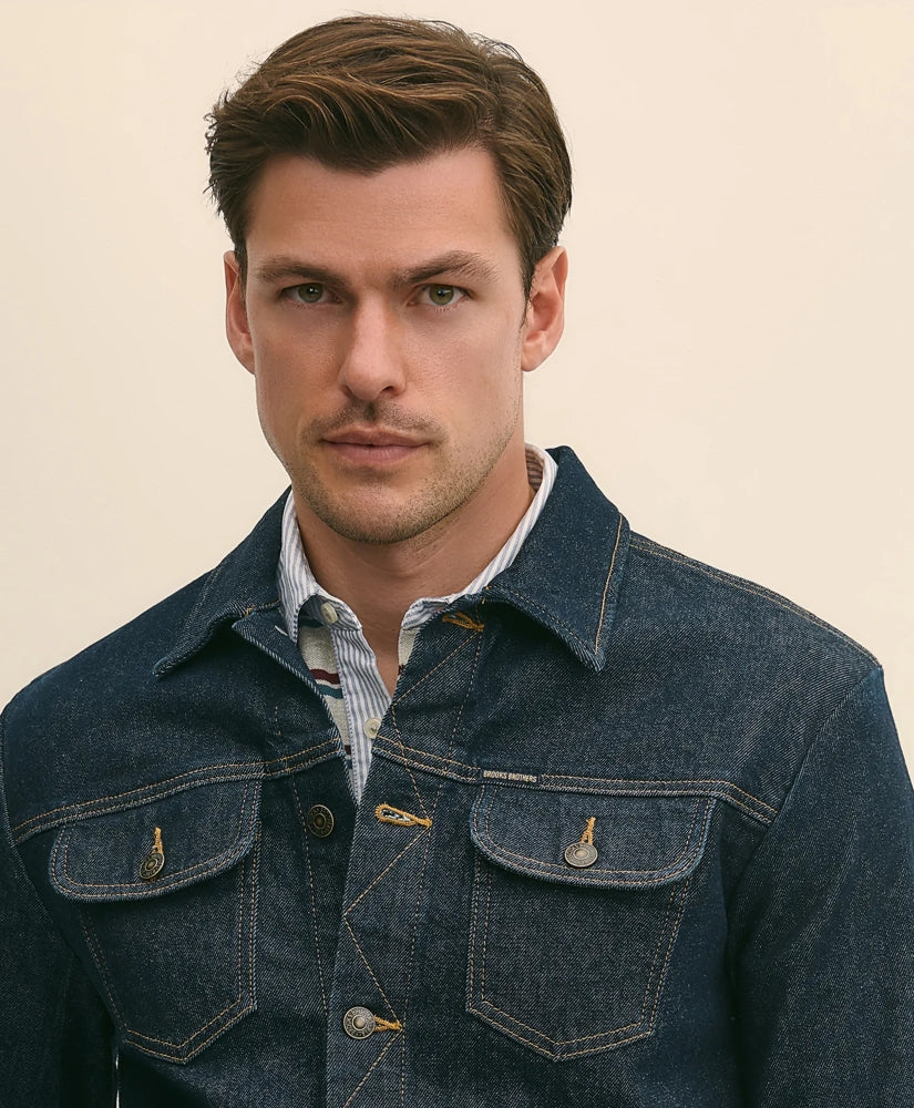 Dark Rinse Denim Trucker Jacket | Brooks Brothers online