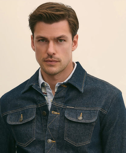 Dark Rinse Denim Trucker Jacket | Brooks Brothers online
