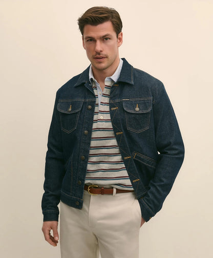 Dark Rinse Denim Trucker Jacket | Brooks Brothers online