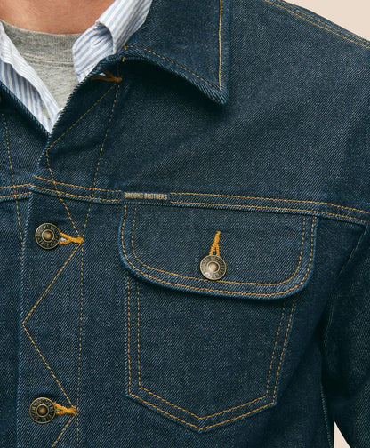 Dark Rinse Denim Trucker Jacket | Brooks Brothers online