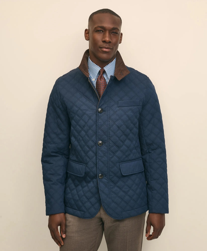 Diamond-Quilted Blazer in Cotton Blend | Brooks Brothers sale