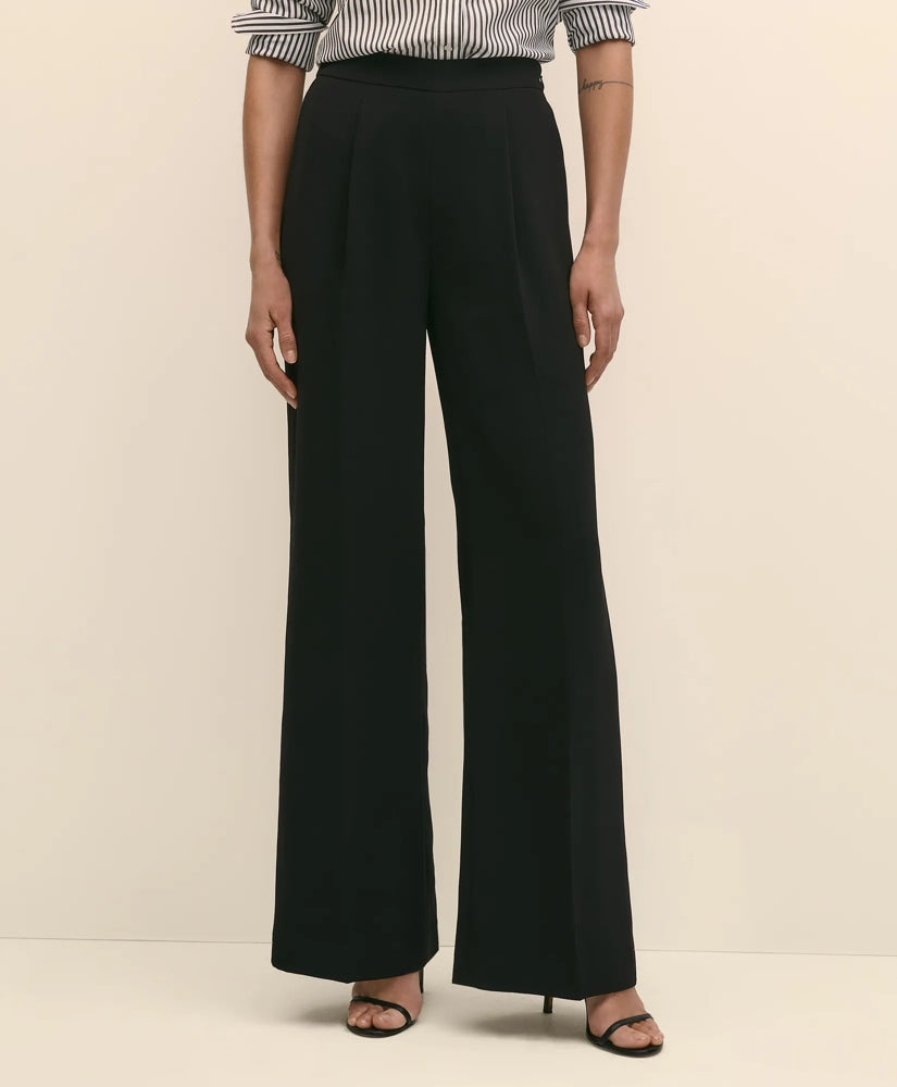 Easy Fit, Elastic Back Crepe Wide-Leg Pants | Brooks Brothers discount