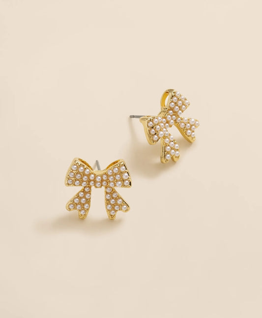Faux-Pearl Bow Stud Earrings | Brooks Brothers online shop
