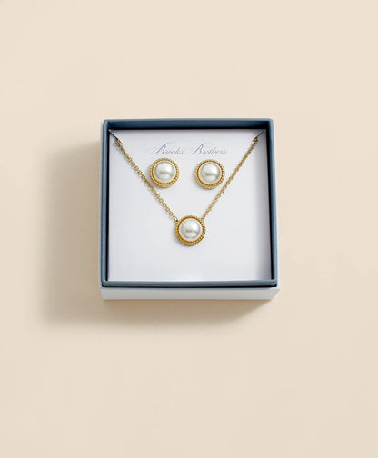 Faux Pearl Cabochon Rope-Bezel Set | Brooks Brothers on sale