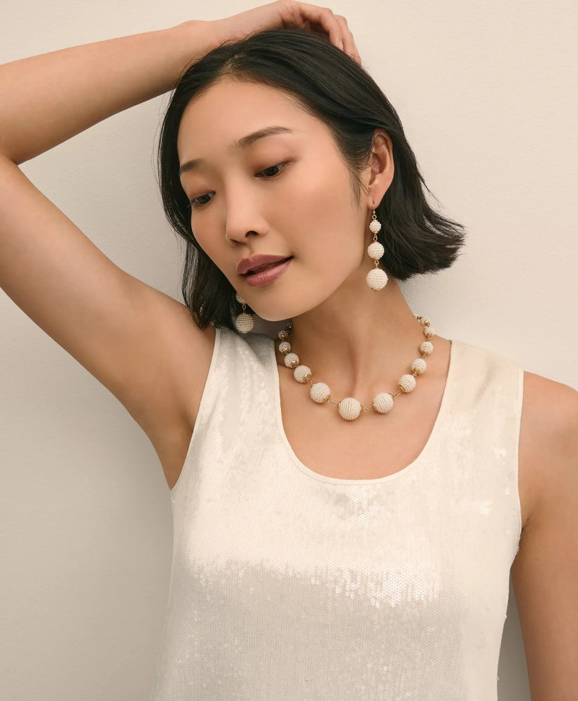 Faux-Pearl Sphere Linear Earrings | Brooks Brothers online shop