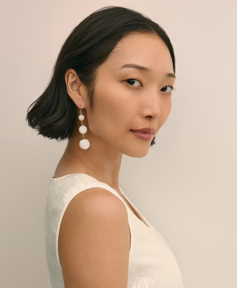 Faux-Pearl Sphere Linear Earrings | Brooks Brothers online shop