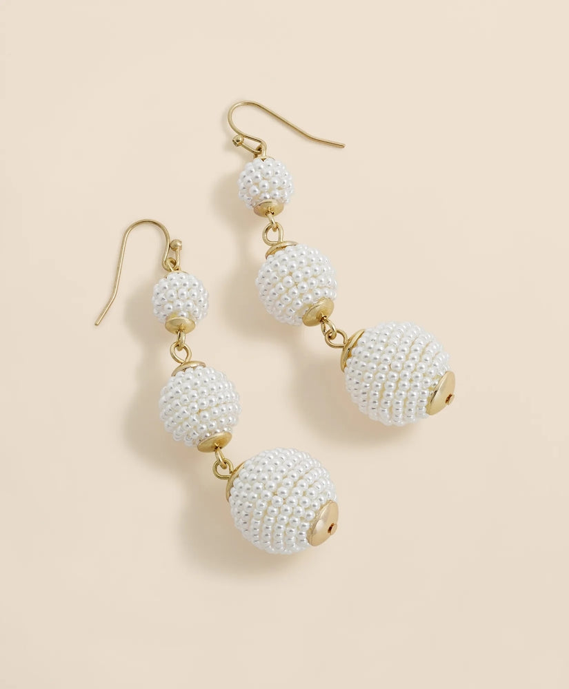 Faux-Pearl Sphere Linear Earrings | Brooks Brothers online shop