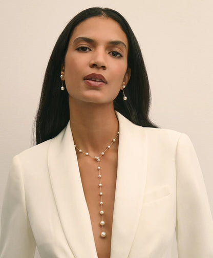 Faux Pearl & Gold-Toned Y-Neck Necklace | Brooks Brothers online shop