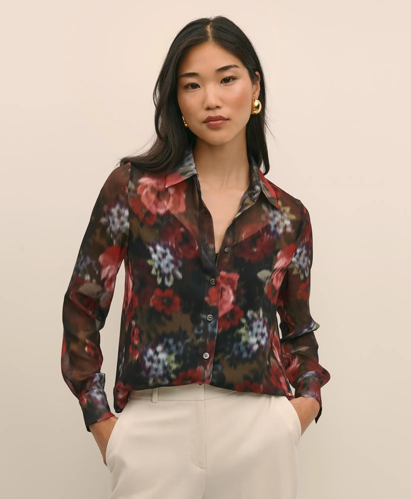 Floral Print Sheer Blouse with Camisole | Brooks Brothers on sale