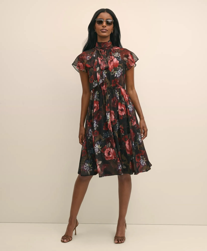 Flutter-Sleeve Halter Dress | Brooks Brothers online shop