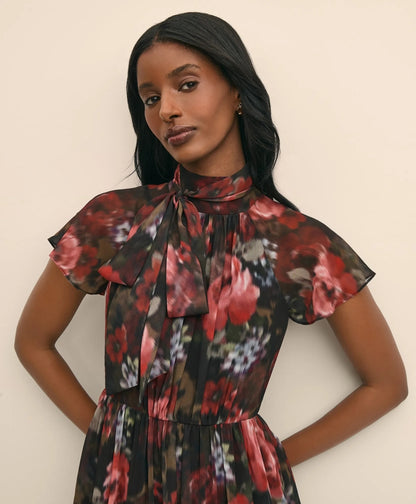 Flutter-Sleeve Halter Dress | Brooks Brothers online shop