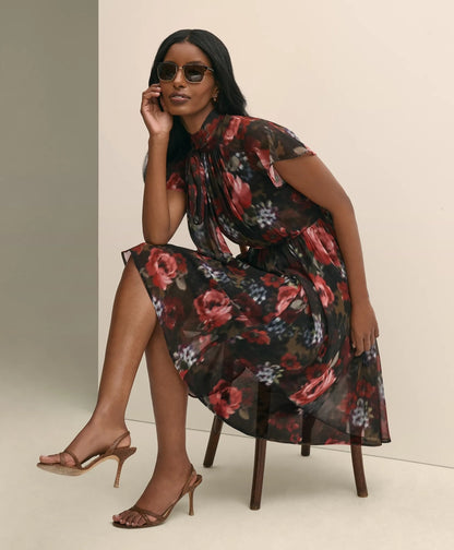 Flutter-Sleeve Halter Dress | Brooks Brothers online shop