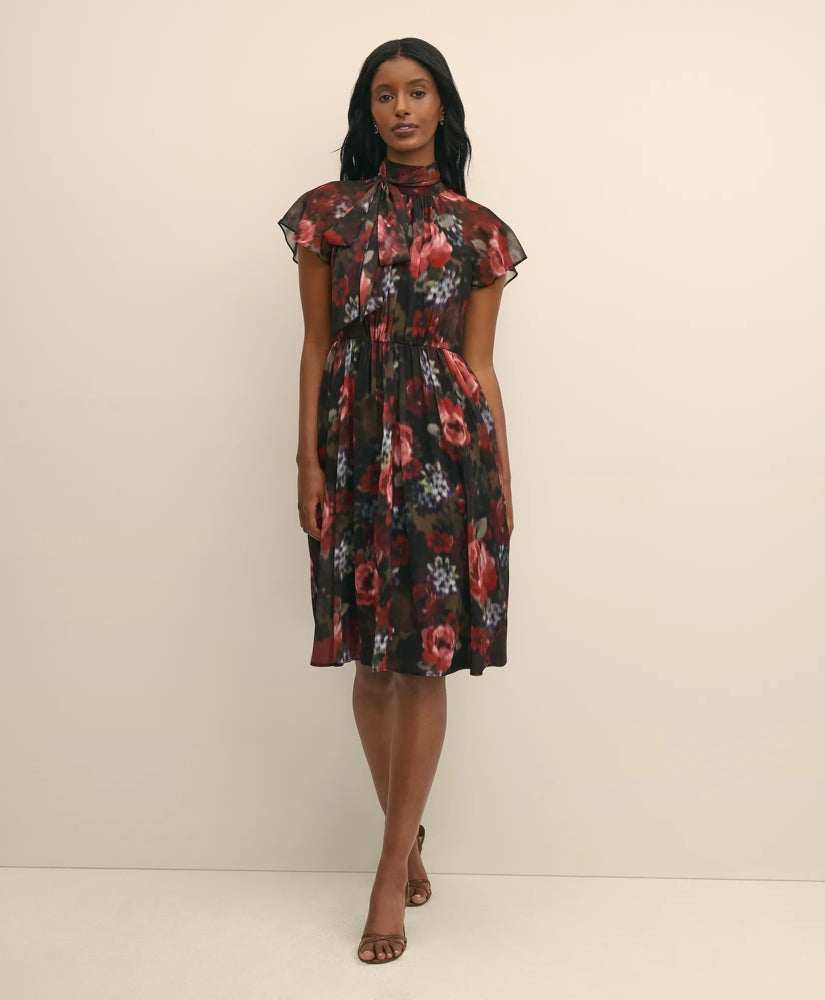 Flutter-Sleeve Halter Dress | Brooks Brothers online shop