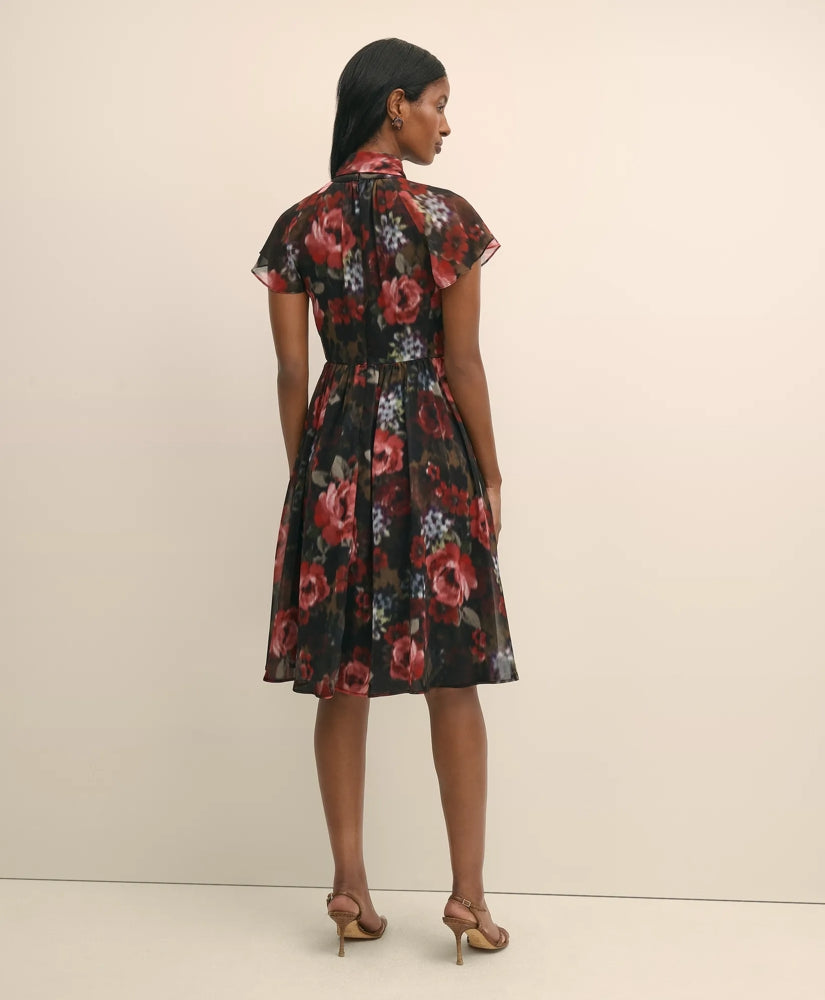 Flutter-Sleeve Halter Dress | Brooks Brothers online shop