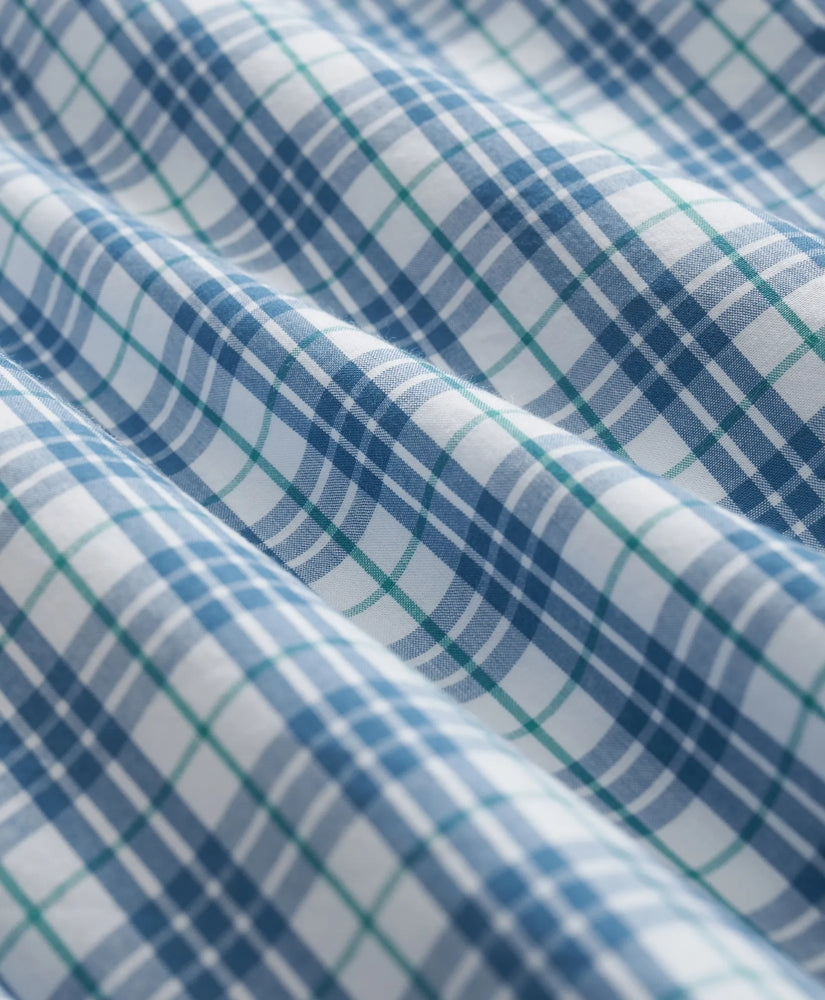Friday Shirt, Poplin Short-Sleeve Grid Checks | Brooks Brothers online