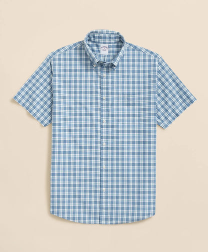 Friday Shirt, Poplin Short-Sleeve Grid Checks | Brooks Brothers online