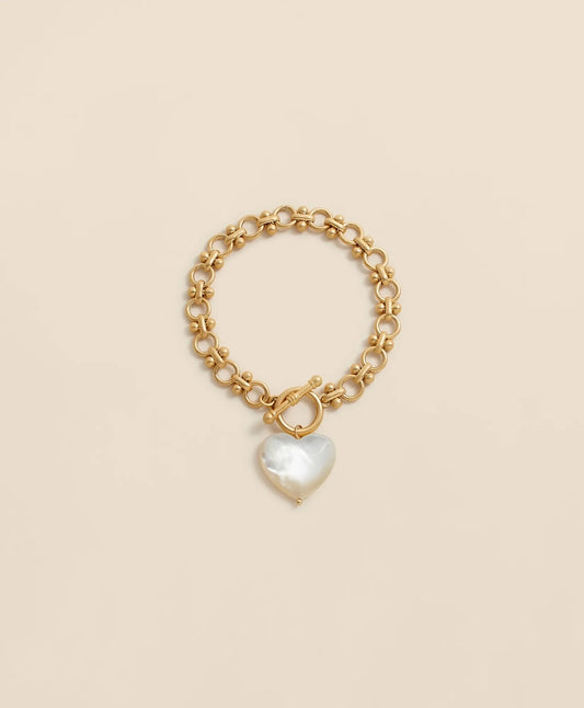 Gold-Toned Mother-of-Pearl Heart Bracelet | Brooks Brothers for sale