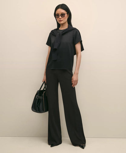 High-Waisted, Elastic Back Matte Jersey Pants | Brooks Brothers online shop