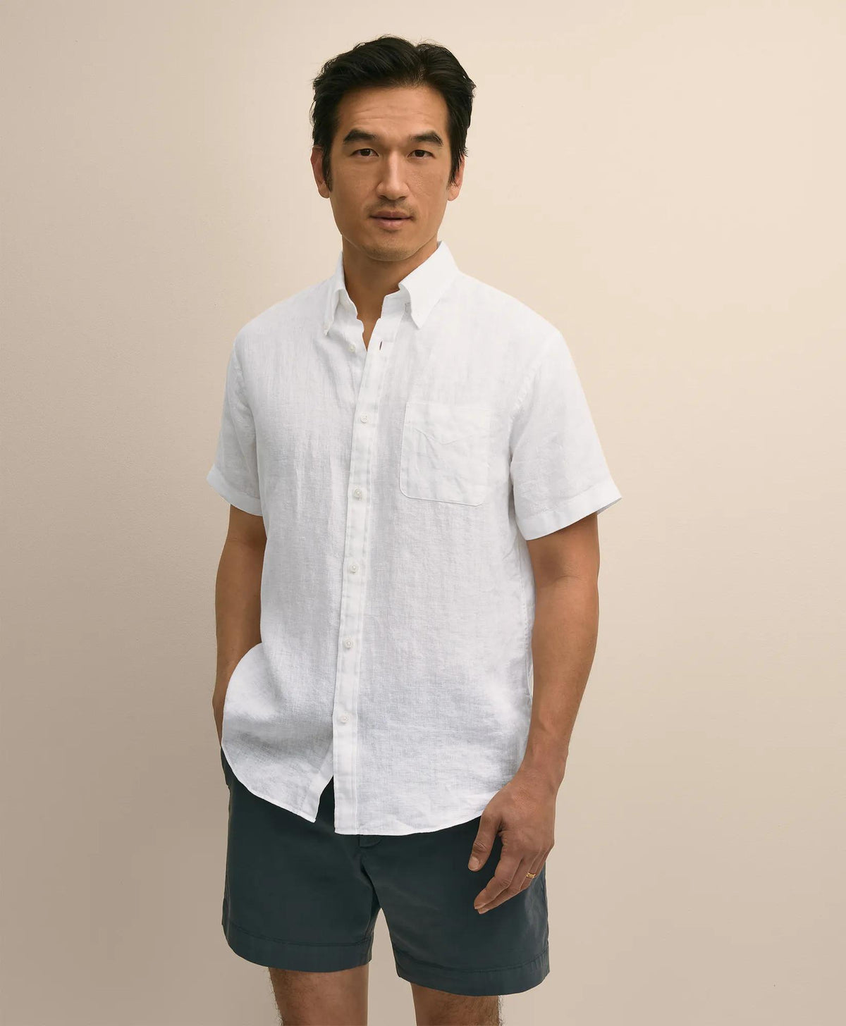 Irish Linen Short-Sleeve Sport Shirt | Brooks Brothers online
