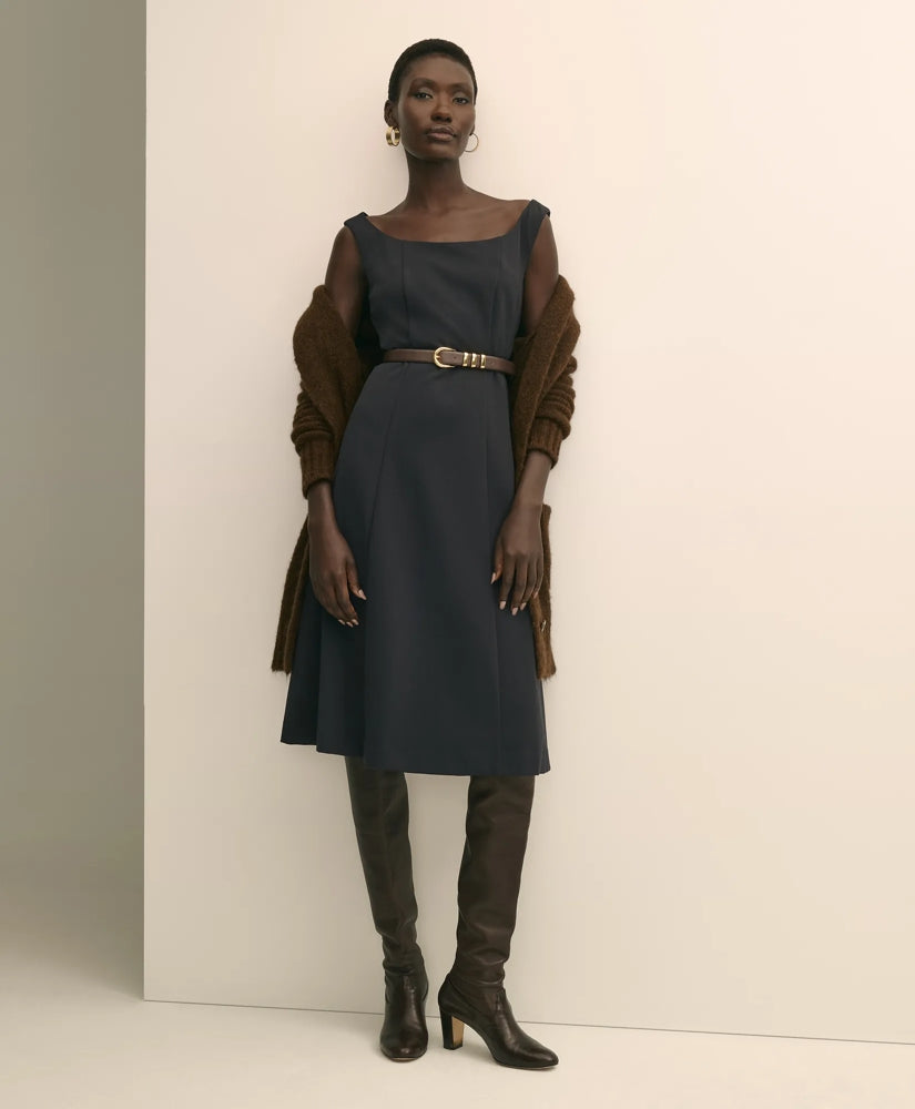 Jersey Scoop Fit-and-Flare Dress | Brooks Brothers online shop