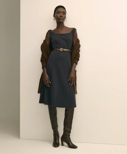 Jersey Scoop Fit-and-Flare Dress | Brooks Brothers online shop