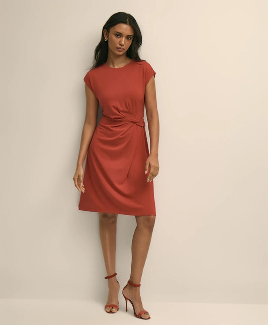 Jersey Cap-Sleeve Twisted-Detail Dress | Brooks Brothers online