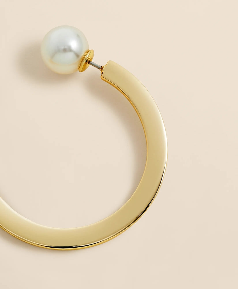Large Hoop Earrings with Faux-Pearl Back Closure | Brooks Brothers on sale