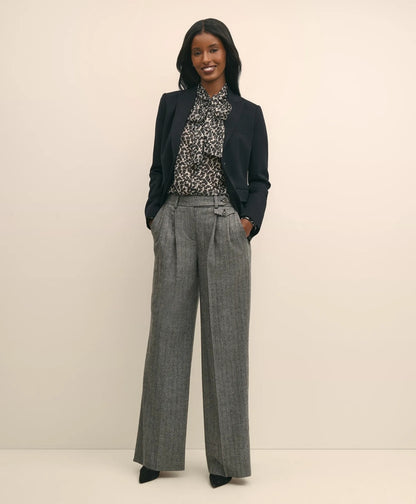 Leaf-Print Jacquard Bow-Neck Blouse | Brooks Brothers discount