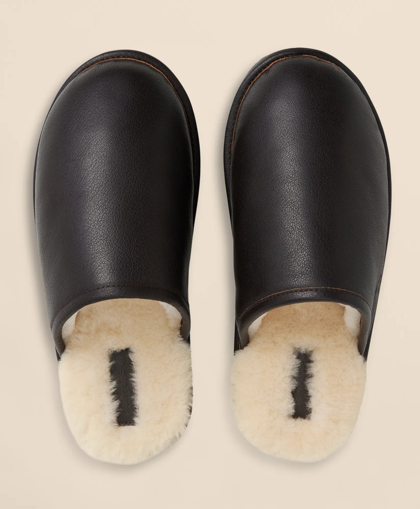 Leather Shearling Slippers | Brooks Brothers sale