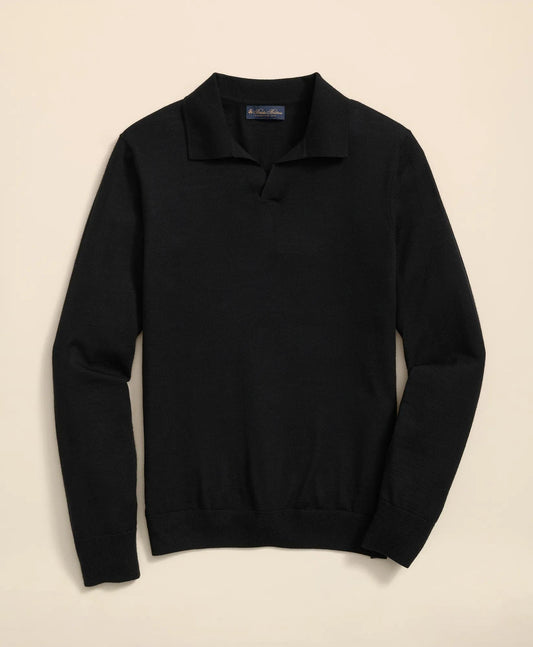 Lightweight Luxe All-Season Sweater, Johnny Collar | Brooks Brothers sale