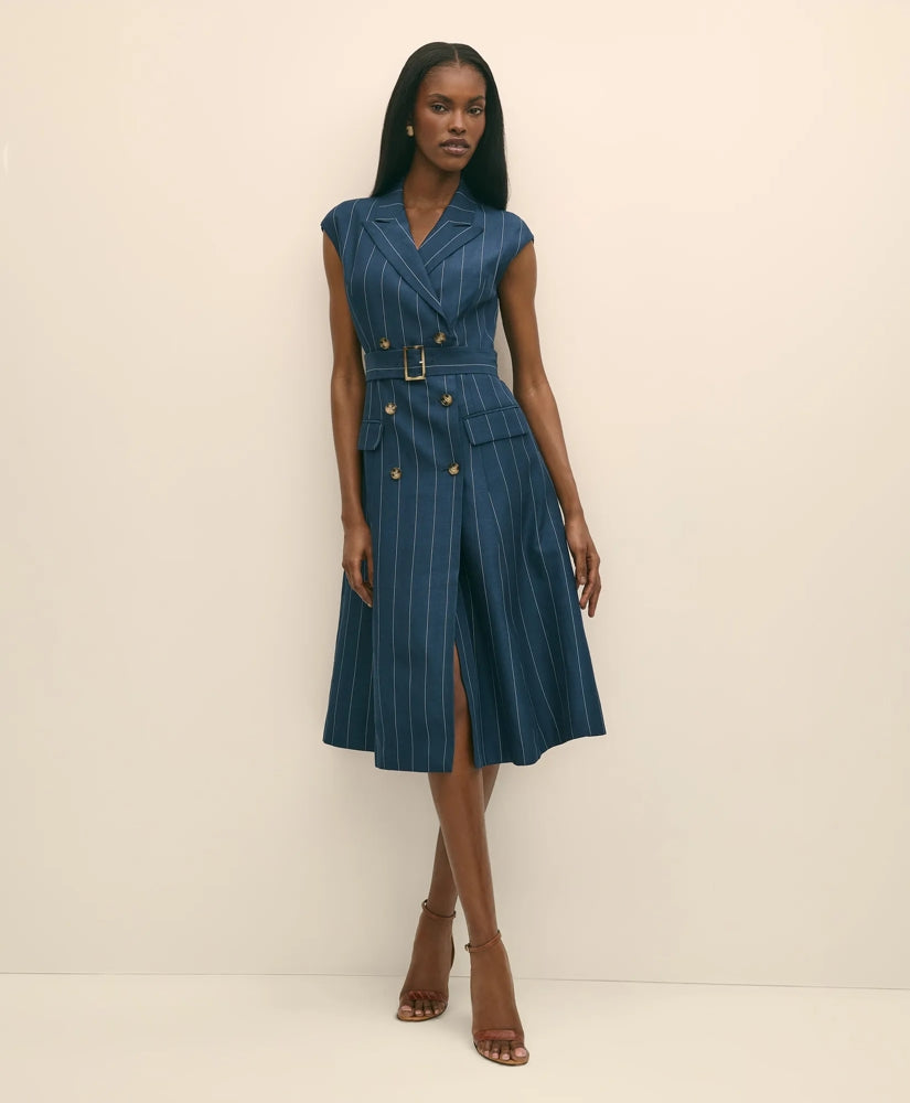 Lyocell-Blend Pinstripe Trench Dress | Brooks Brothers sale