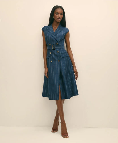 Lyocell-Blend Pinstripe Trench Dress | Brooks Brothers sale