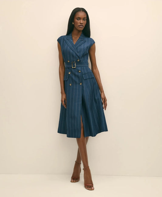 Lyocell-Blend Pinstripe Trench Dress | Brooks Brothers sale