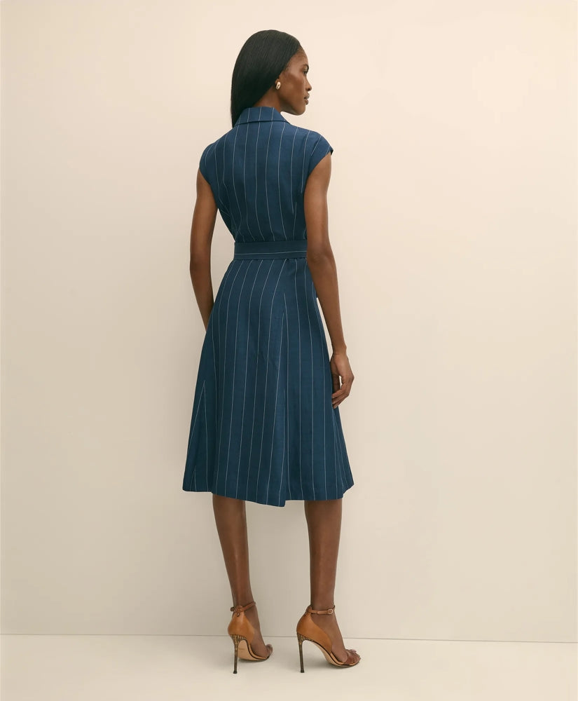 Lyocell-Blend Pinstripe Trench Dress | Brooks Brothers sale