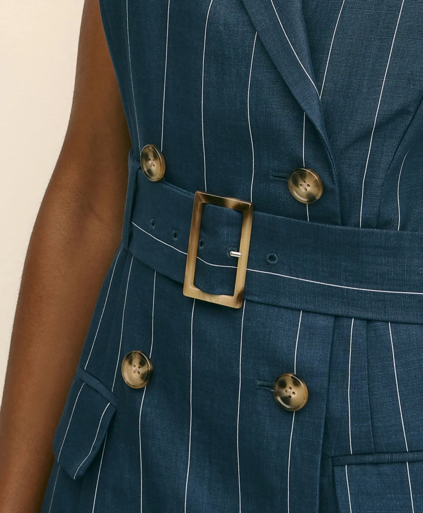 Lyocell-Blend Pinstripe Trench Dress | Brooks Brothers sale