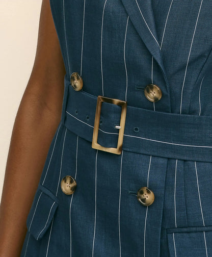 Lyocell-Blend Pinstripe Trench Dress | Brooks Brothers sale