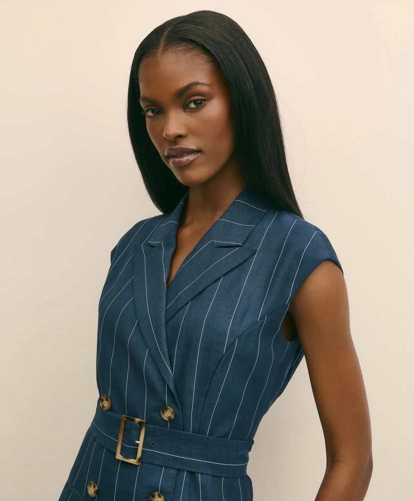 Lyocell-Blend Pinstripe Trench Dress | Brooks Brothers sale