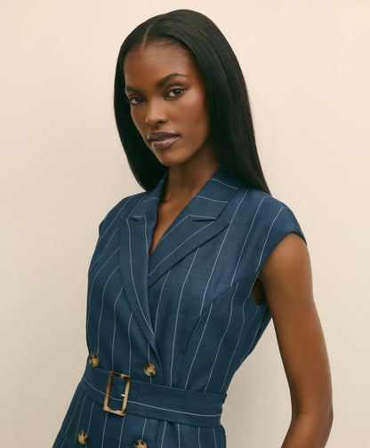 Lyocell-Blend Pinstripe Trench Dress | Brooks Brothers sale