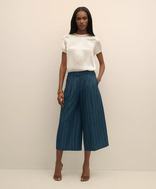 Lyocell-Blend Stripe Wide-Leg Culottes | Brooks Brothers sale